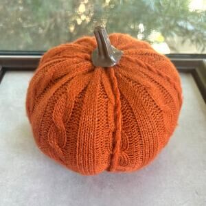 Vintage Knit Pumpkin Orange Fall Decor 6 Inch Plush Thanksgiving